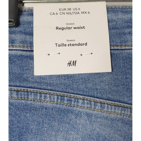 H&M Womens Denim Shorts 6 Blue Stretch Y2K Distressed Cuffed Streetwear - Picture 6 of 7